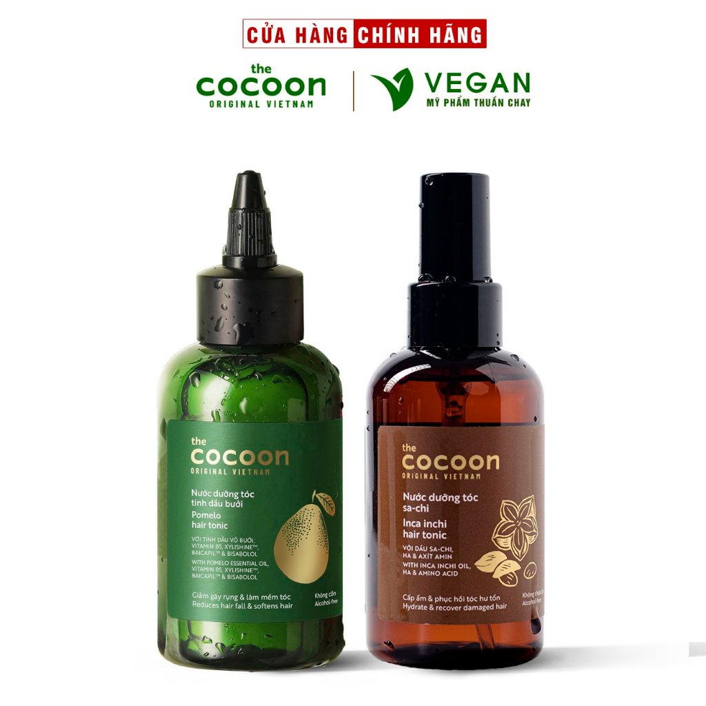 Combo Nước dưỡng tóc tinh dầu bưởi Pomelo Cocoon 140ml + Nước xịt dưỡng tóc Sa-chi Cocoon 140ml