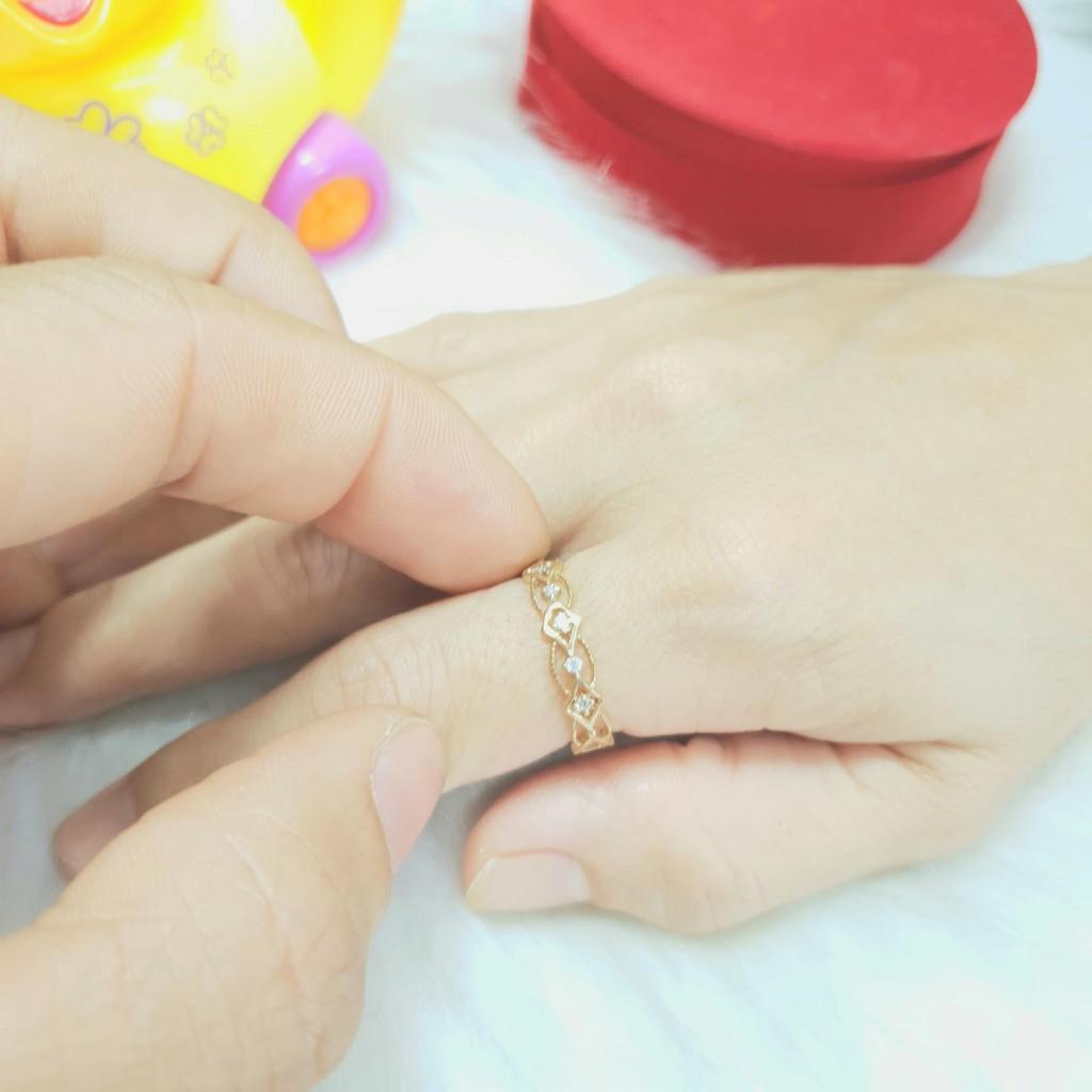 Nhẫn kiểu xoăn đính đá vàng vonfram cao cấp- Dùng vĩnh viễn không phai màu