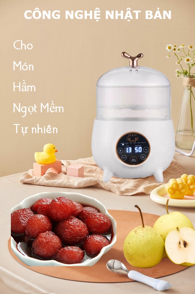 Hình ảnh Bộ Nồi hầm chậm và hấp đa năng Joou SLC08 kèm lồng hấp - 10 chức năng nấu - Cài đặt nhiệt độ thời gian, Hẹn giờ nấu - Công nghệ Nhật Bản