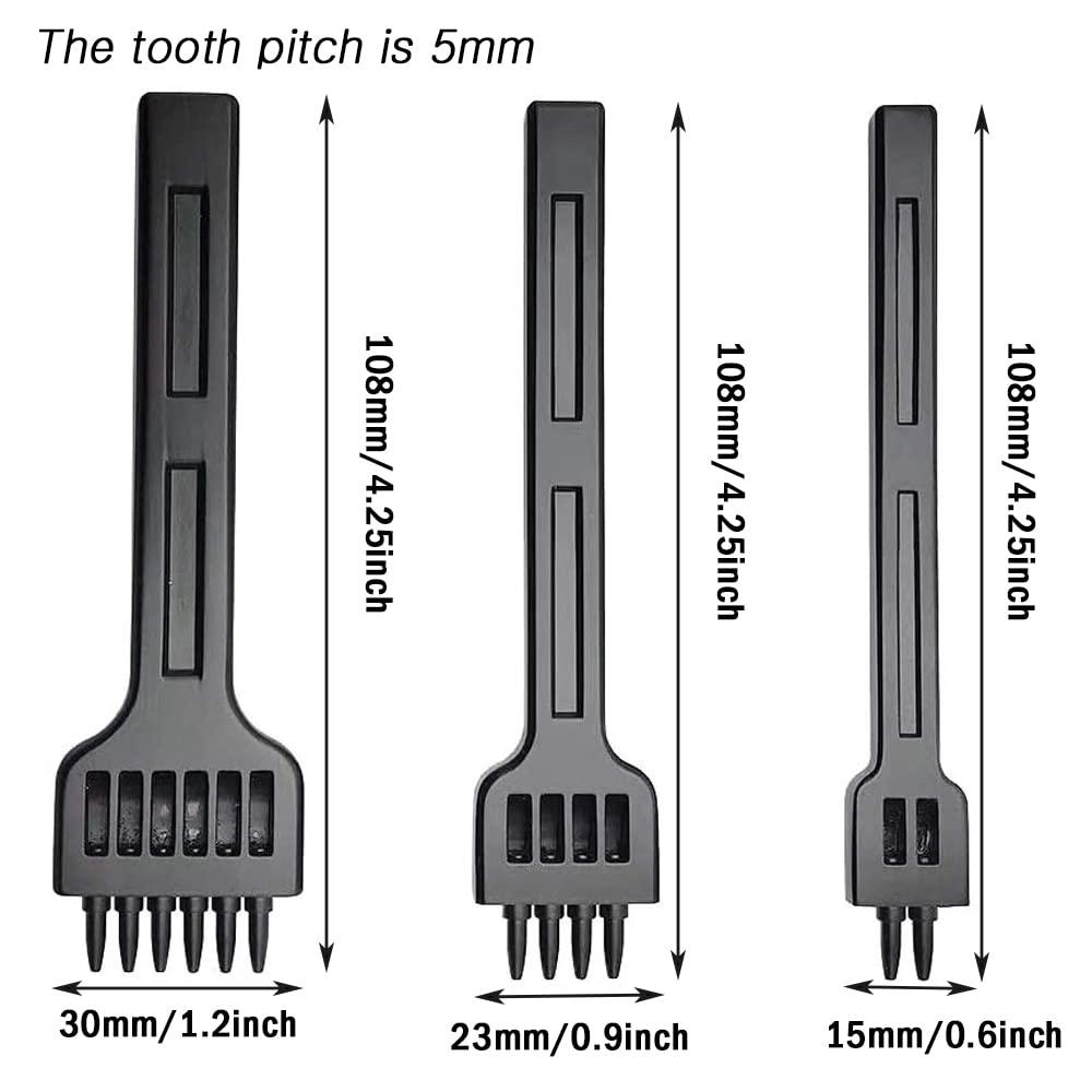 3 mảnh công cụ đấm lỗ, dụng cụ đấm bằng da, đục da, chuyên gia DIY/Craft Metal 2/4/6 Prong Leather -Drafting Damping Dụng cụ dập cho thắt lưng, da, vòng tay, thẻ