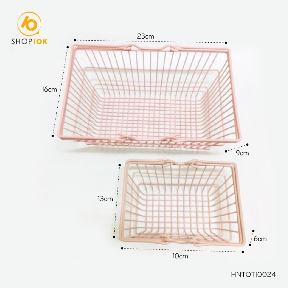 Giỏ sắt nơ hồng trang trí xinh xắn cỡ to và nhỏ - HNTQTI0024