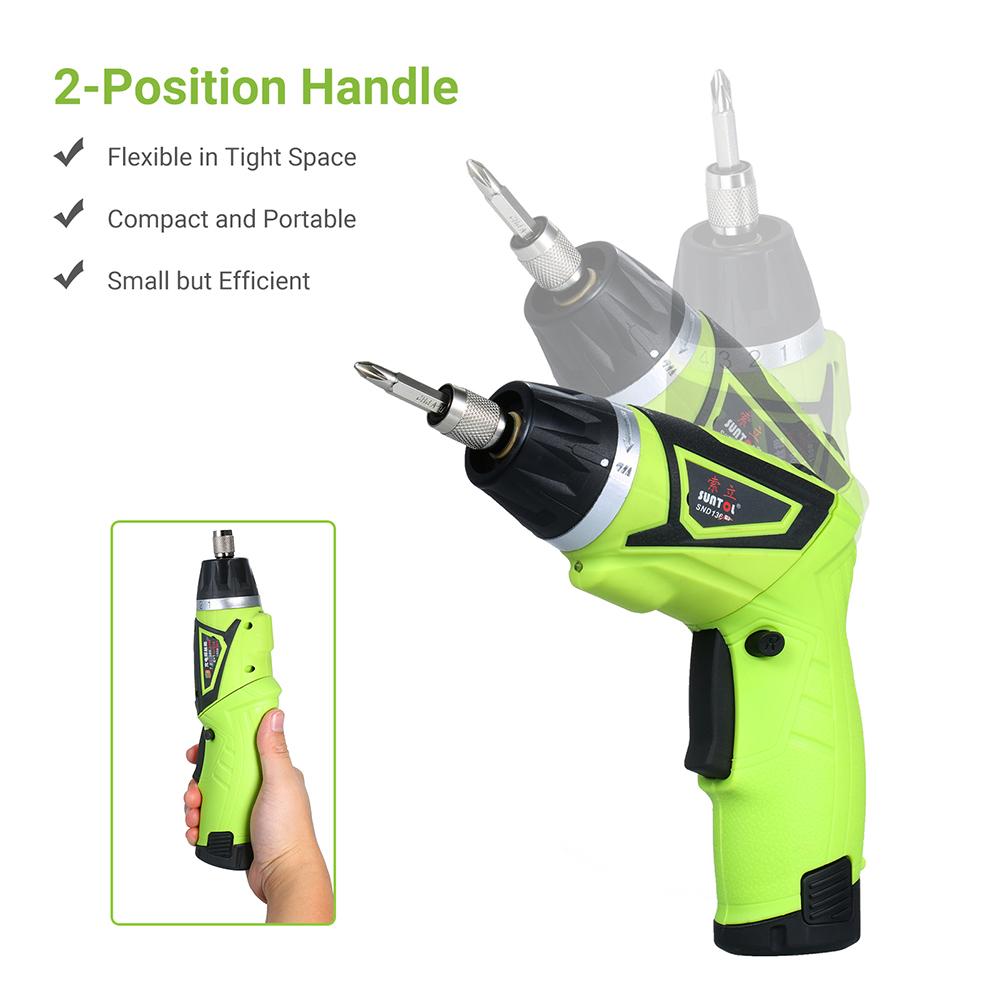 6.0N.m Cordless Electric Screwdriver 2PCS Rechargeable 1500mAh Li-ion 7 Torque Setting 2 Position Handle with LED Light