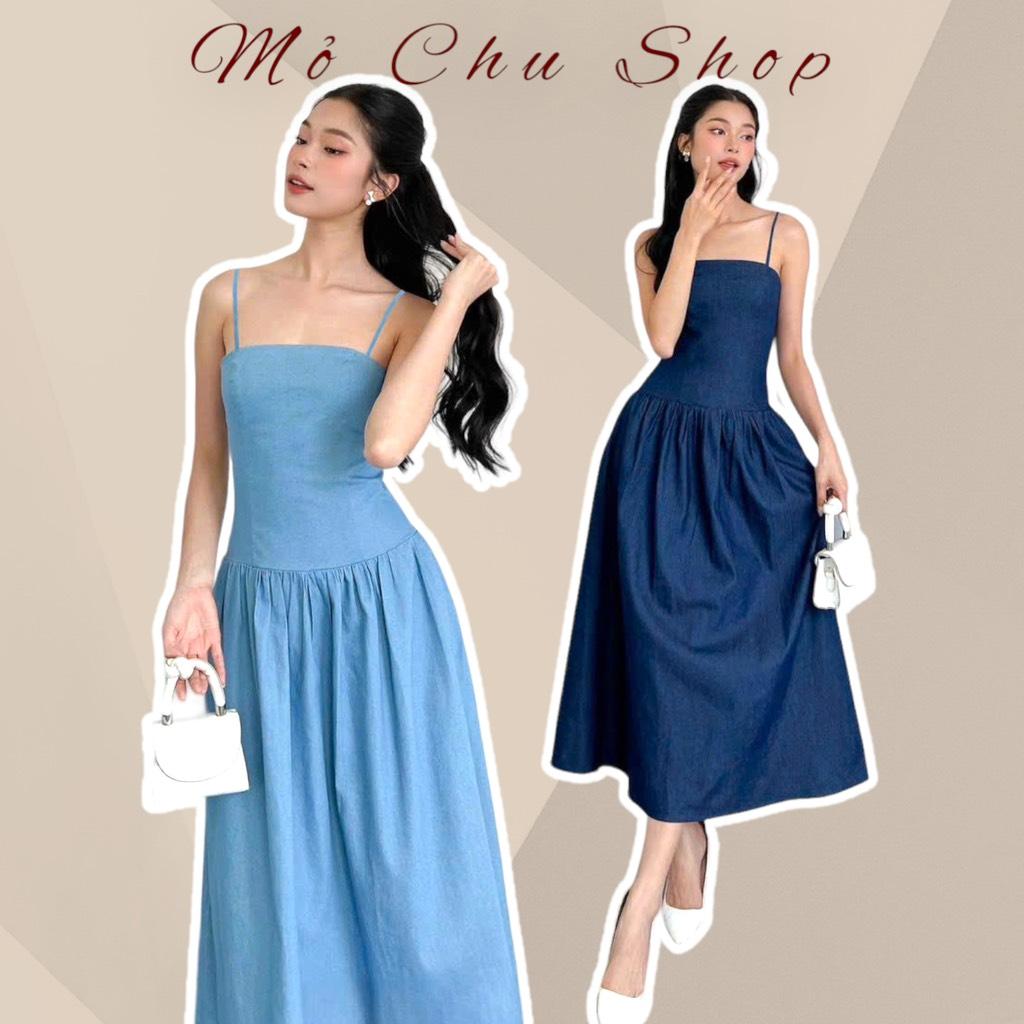 Đầm maxi 2 dây denim