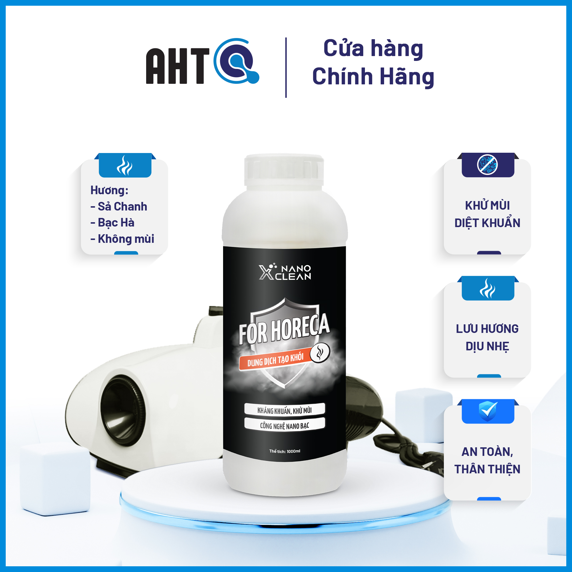 Khử mùi ô tô, xe hơi-Dung Dịch Phun Khói, Tạo Khói Nano Xclean For Horeca 1 Lít-Phun Khói Khử Khuẩn-Khử Mùi Không Gian Nhà Ở, Văn Phòng, Nhà Hàng, khách sạn, karaoke-AHTC