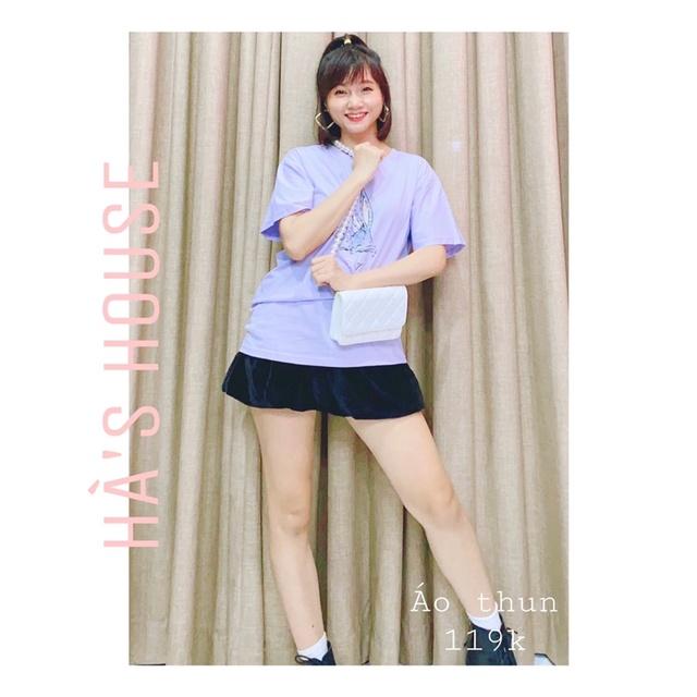 Áo thun form rộng hình thỏ đính cườm - Freesize 40kg - 60kg