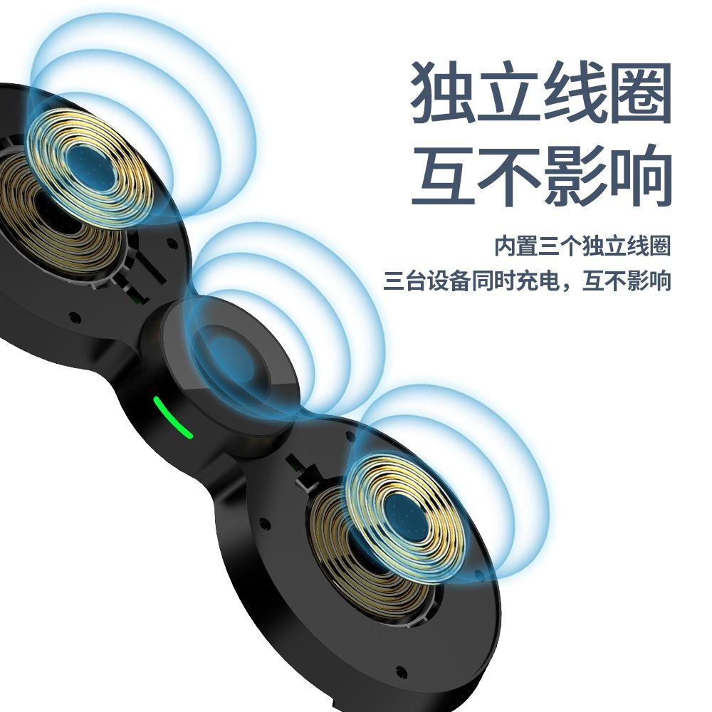 Bộ sạc không dây đa chức năng ba trong một có lực hút từ tính thuận lợi nhất phù hợp với tai nghe Apple watch, điện thoại di động không dây nhanh