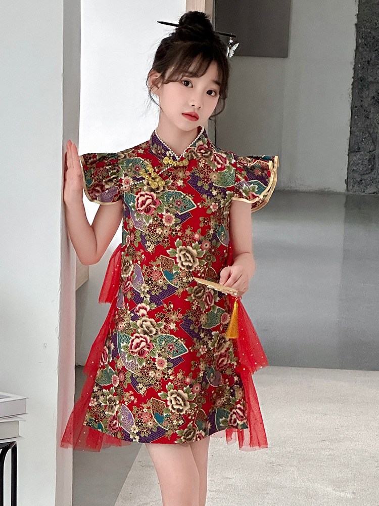 Đầm váy công chúa cổ trang hanfu sườn xám cho bé gái diện lễ tết năm mới đẹp size 100-160 hàng Quảng Châu
