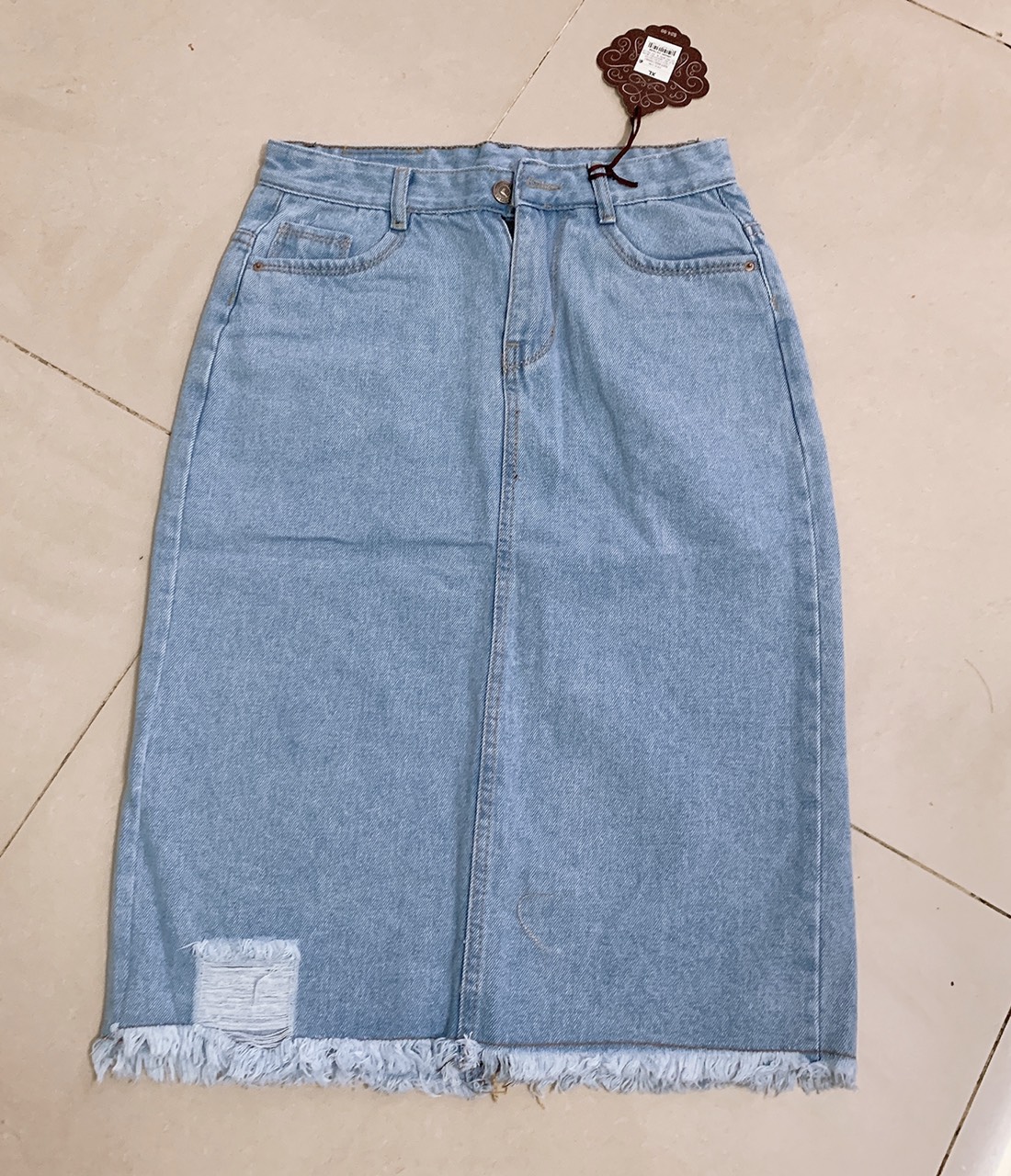 CHÂN VÁY JEAN DÀI PHOM CHỮ A VẢI JEAN MỀM KHÔNG CO DÃN ms 1760
