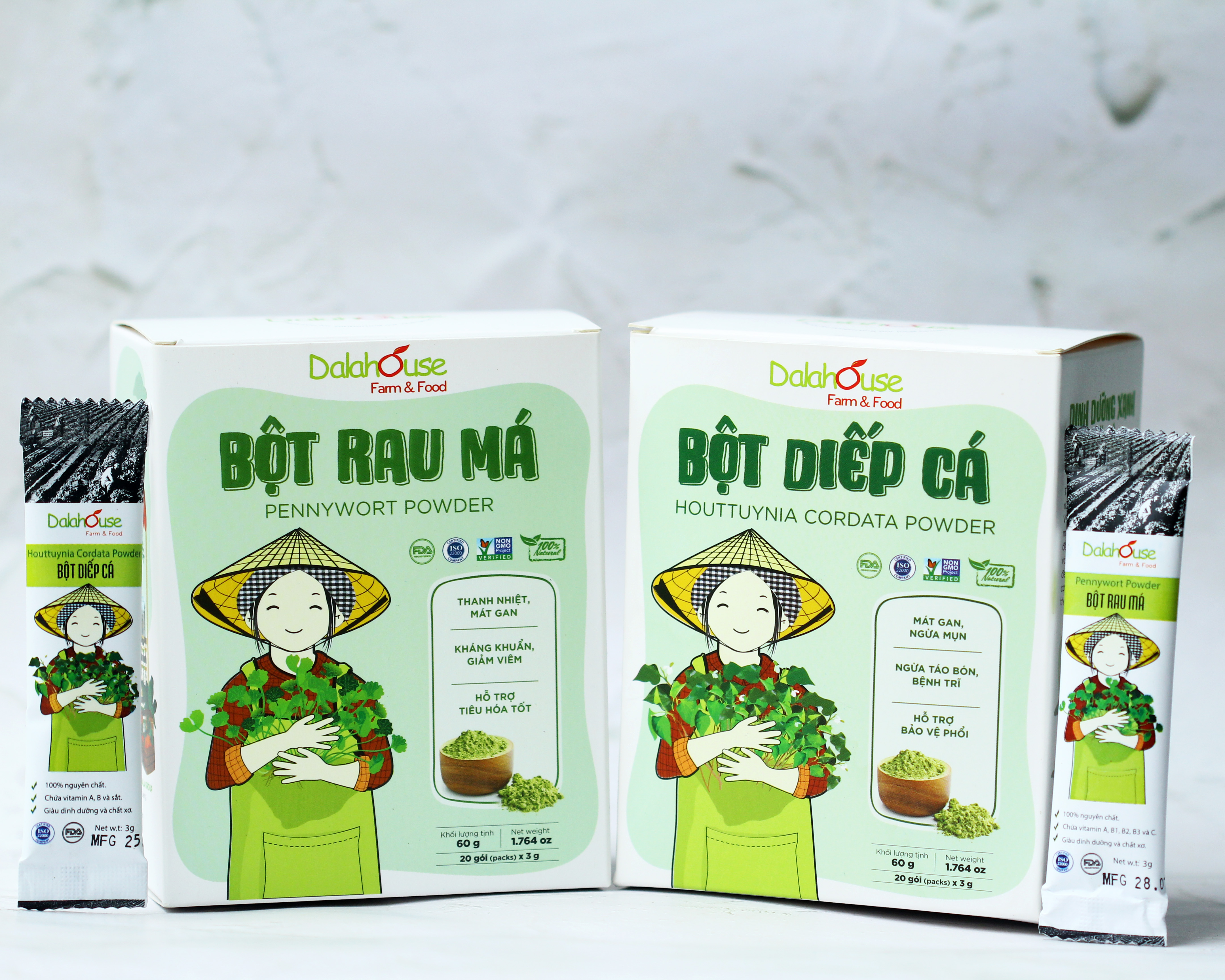 Bột Diếp Cá Nguyên Chất Sấy Lạnh DalaHouse Hộp 60gr - Hổ trợ trị bệnh trĩ hiệu quả, thanh nhiệt trị mụn làm trắng sáng da, kháng viêm