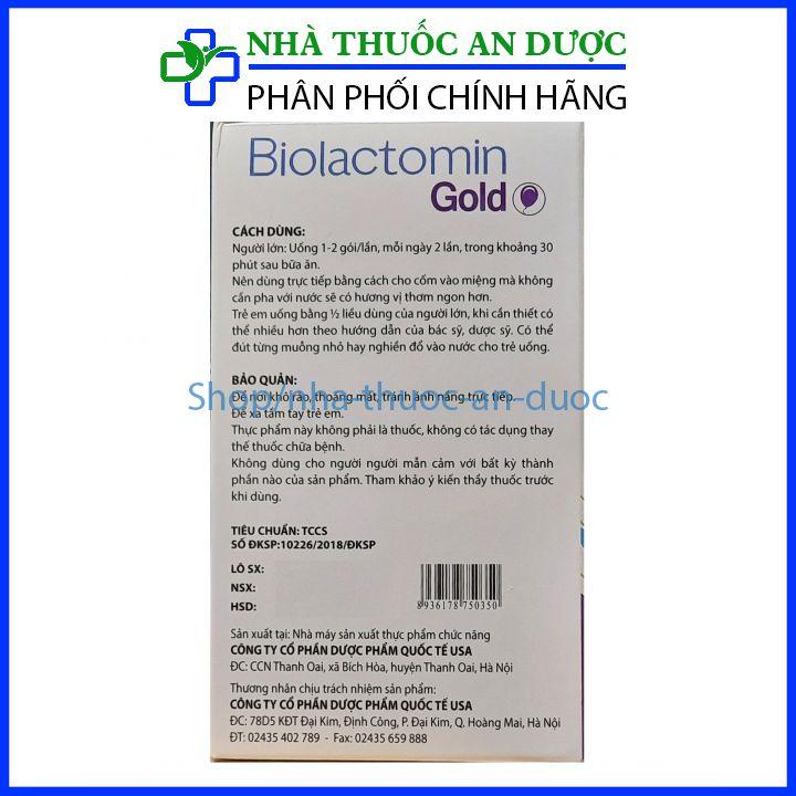 Men tiêu hóa vi sinh đường ruột Biolactomin Gold cân bằng hệ vi sinh, hỗ trợ rối loạn tiêu hóa, giúp ăn ngon – Hộp 30 gó