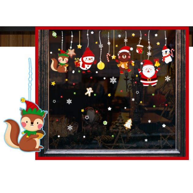 Decal Trang Trí Noel Hai Mặt Hít Tĩnh Điện - Dây rèm phụ kiện noel đáng yêu