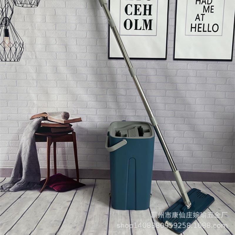 Cây lau nhà thông minh tự vắt, Chổi lau nhà kèm thùng, Chổi Spin Mop (tặng thêm 1 bông lau thay thế)