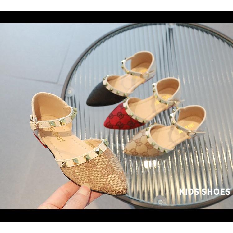 Giày Sandal Da Đế Mềm Hở Ngón Đính Đinh Tán Thời Trang Xuân Hè Hàn Quốc 2023 Cho Bé Gái