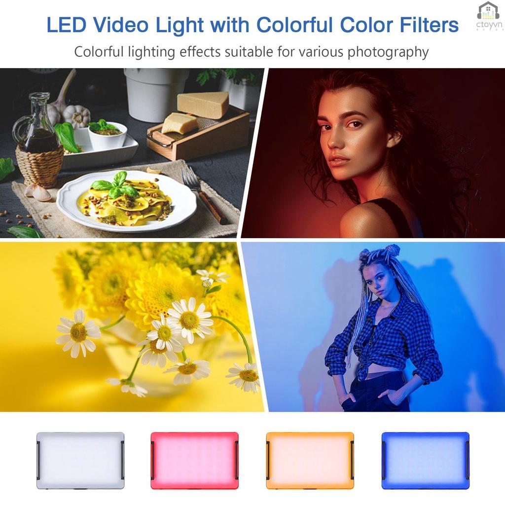 Set 2 đèn LED 5600K 4 màu sắc tùy chỉnh kèm giá đỡ ba chân hỗ trợ chụp ảnh/quay video/live stream