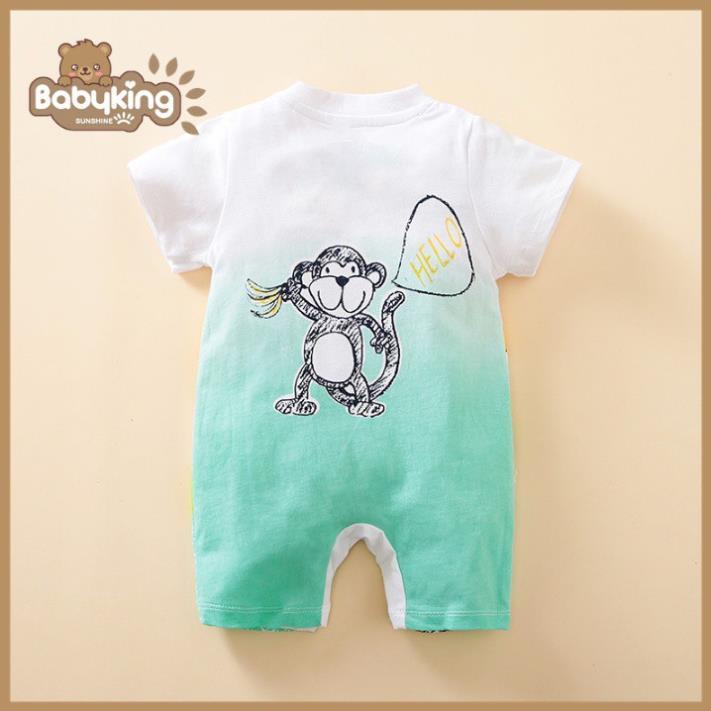 BodySuit,áo liền quần dễ thương ngắn tay kiểu hình thú cho bé (2305),cotton 100%,thương hiệu Aiueo Nhật Bản
