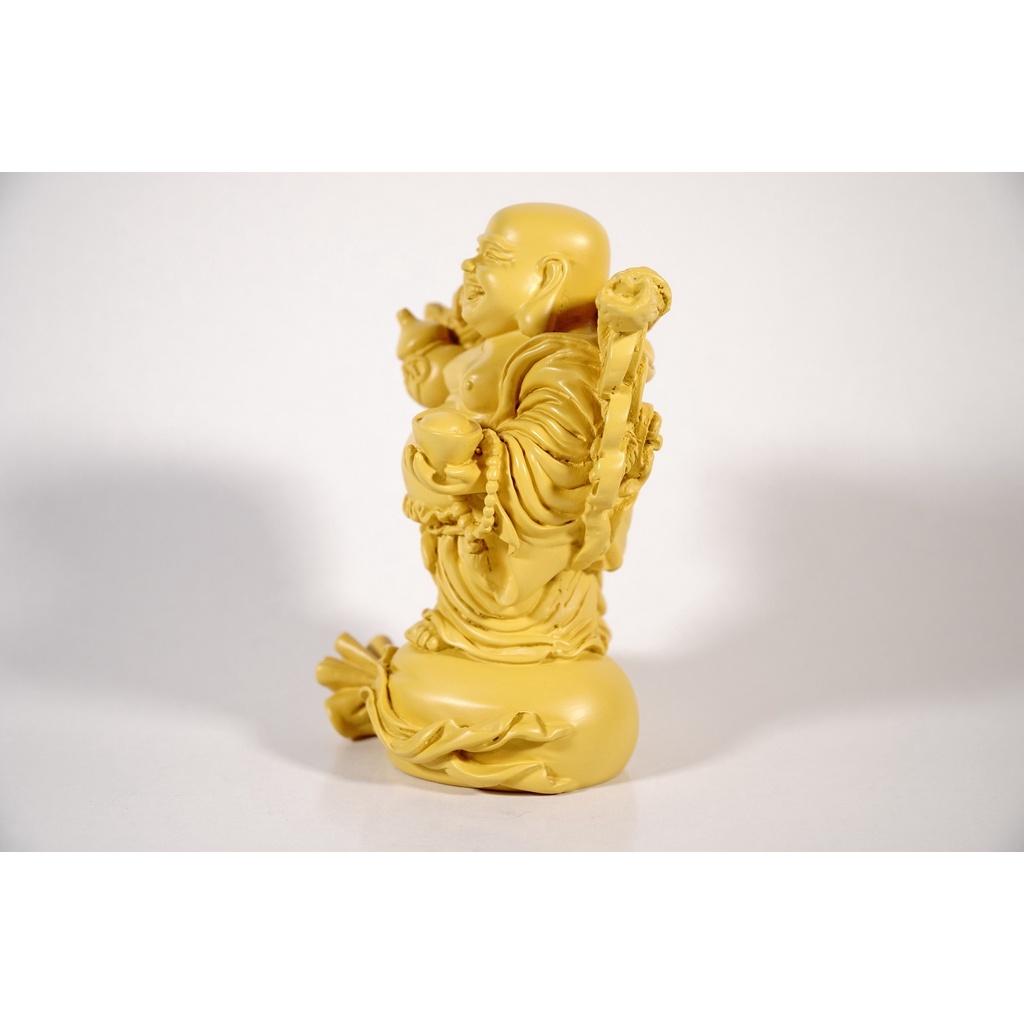 Tượng Phật Di Lặc đứng trên bao tải vàng đất tài lộc - Cao 14cm