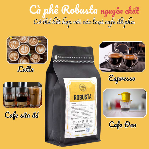 Cà Phê Robusta Rang Xay Nguyên Chất - Dạng Bột - 90S Coffee Vietnam - 100% Cà Phê Sạch Cao Cấp