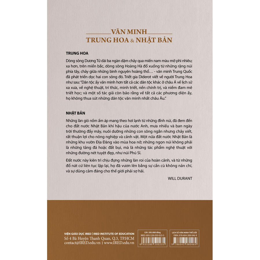 Sách IRED Books - Lịch sử văn minh thế giới phần 1: Di sản phương Đông, tập 3: Văn minh Trung Hoa và Nhật Bản - Will Durant