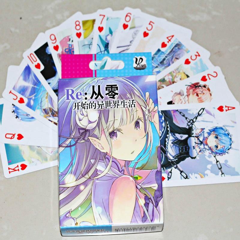 Bộ Bài Tây 54 Lá Re-Zero Bắt đầu ở thế giới khác in hình anime mange độc đáo giấy bìa bóng cứng in 2 mặt