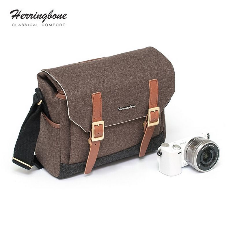 Túi máy ảnh Herringbone Postman Medium - Brown color - Hàng chính hãng