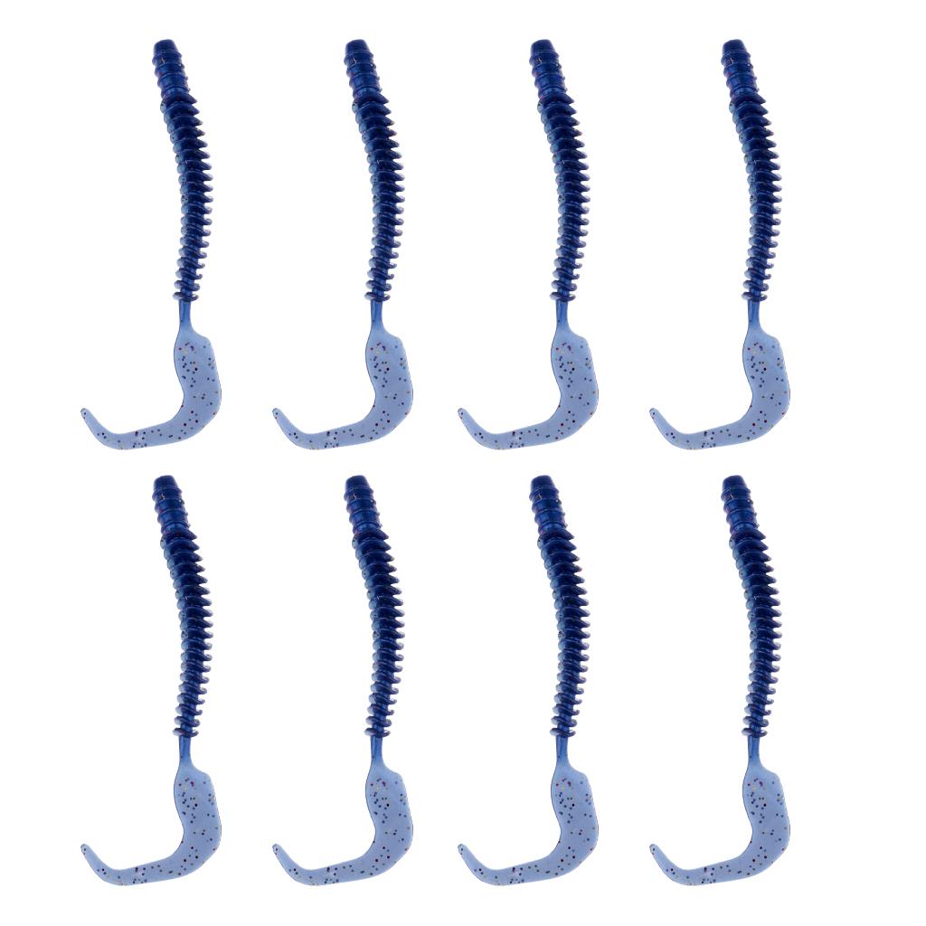 8pcs Soft Earthworm Worm Lures Fishing Baits Ribbed Body  Lure
