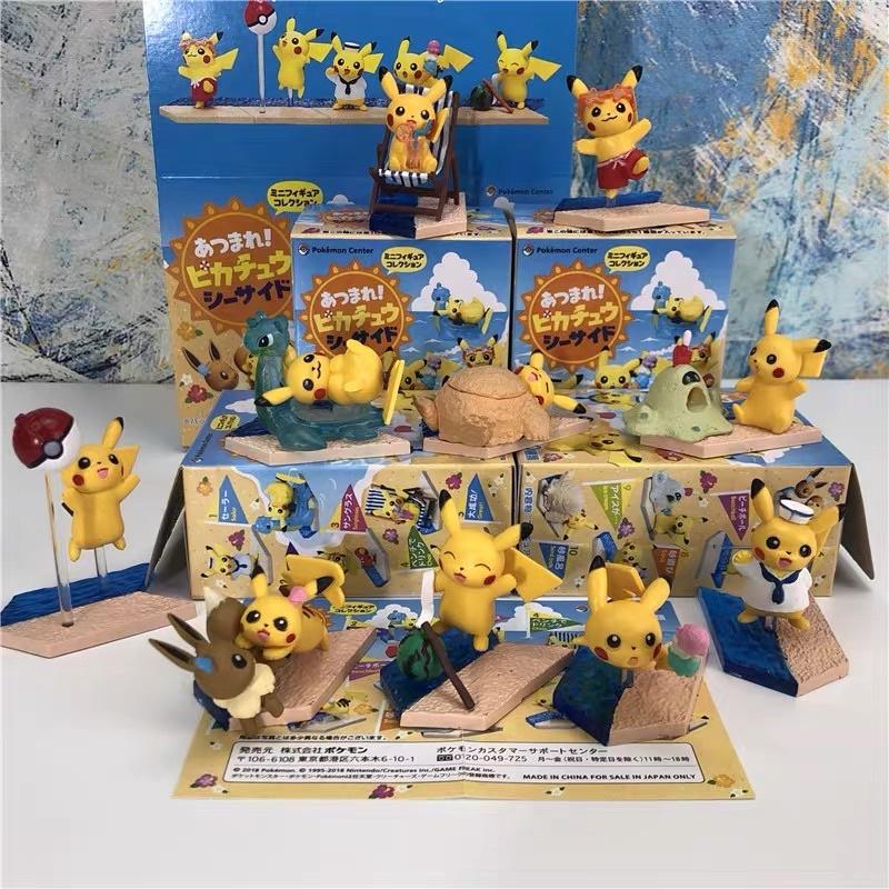 Mô hình pokemon pikachu bãi biển mùa hè đồ chơi trang trí