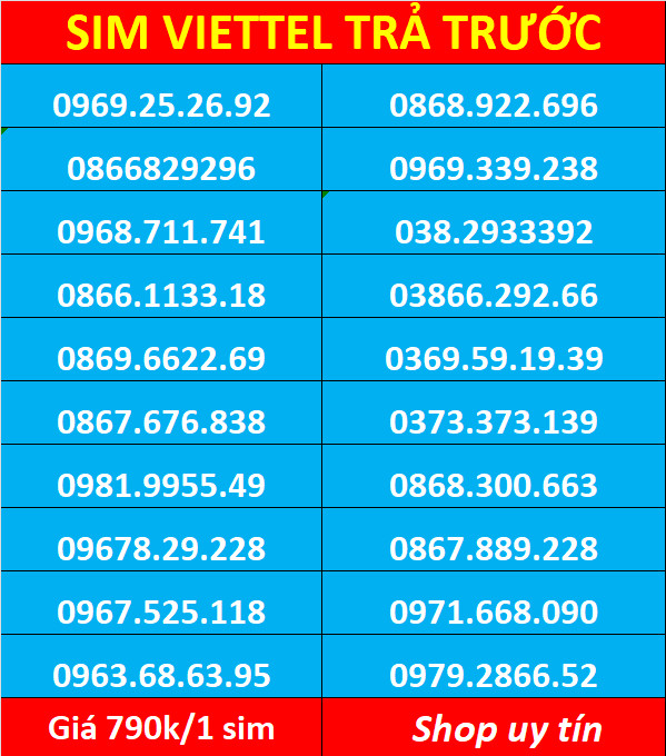 Sim viettel số đẹp - Hàng chính hãng