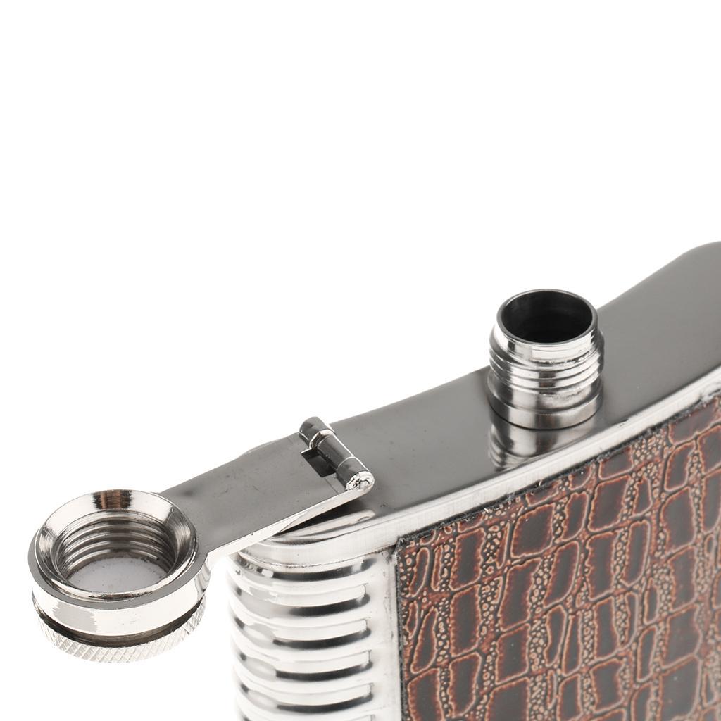 8oz Portable Stainless Steel Liquor Hip Flask Russia Camping Flagon Brown