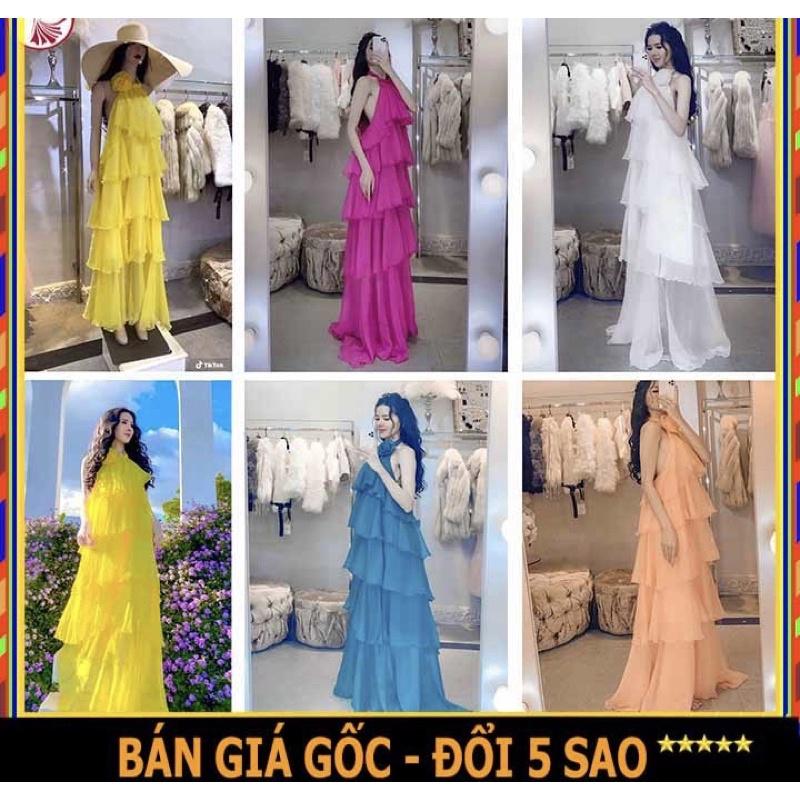 Maxi đi biển đầm voan du lịch maxi hở vai đầm 2 dây đẹp