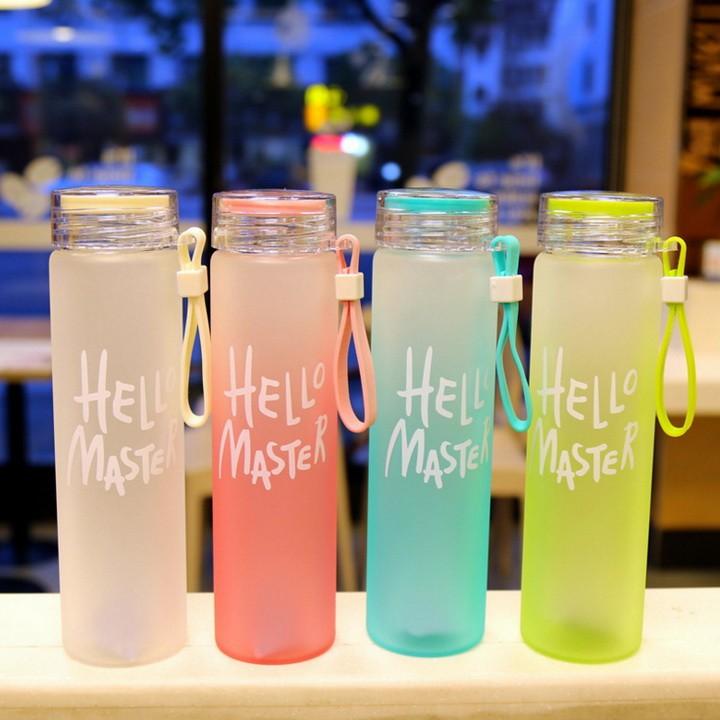 Bình Đựng Nước Thuỷ Tinh Hello Master 450ml Cực đẹp
