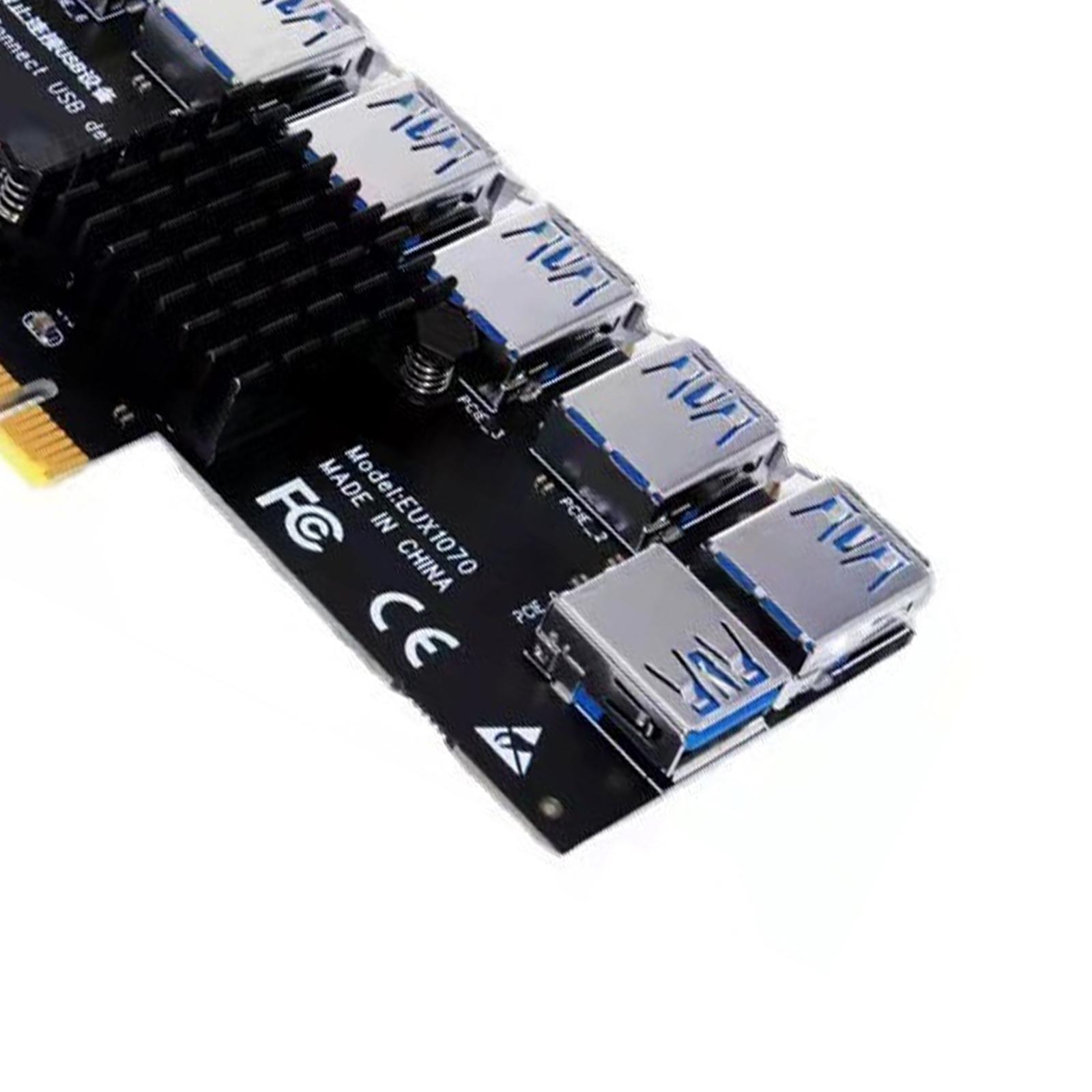PCIe 1 to 7 PCI Express USB3.0 7 Ports 7 USB Sockets 1x to 7x Riser Card for Windows XP
