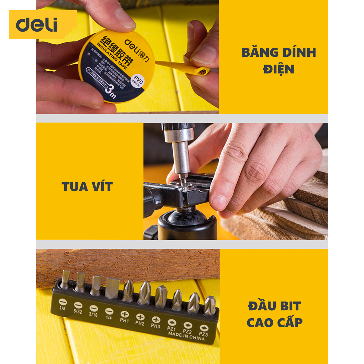 Bộ Dụng Cụ Sửa Chữa Đa Năng 49 Chi Tiết Deli Cao Cấp Chính Hãng - Sử Dụng Nhiều Mục Đích, An Toàn, TIện Lợi - DL5969