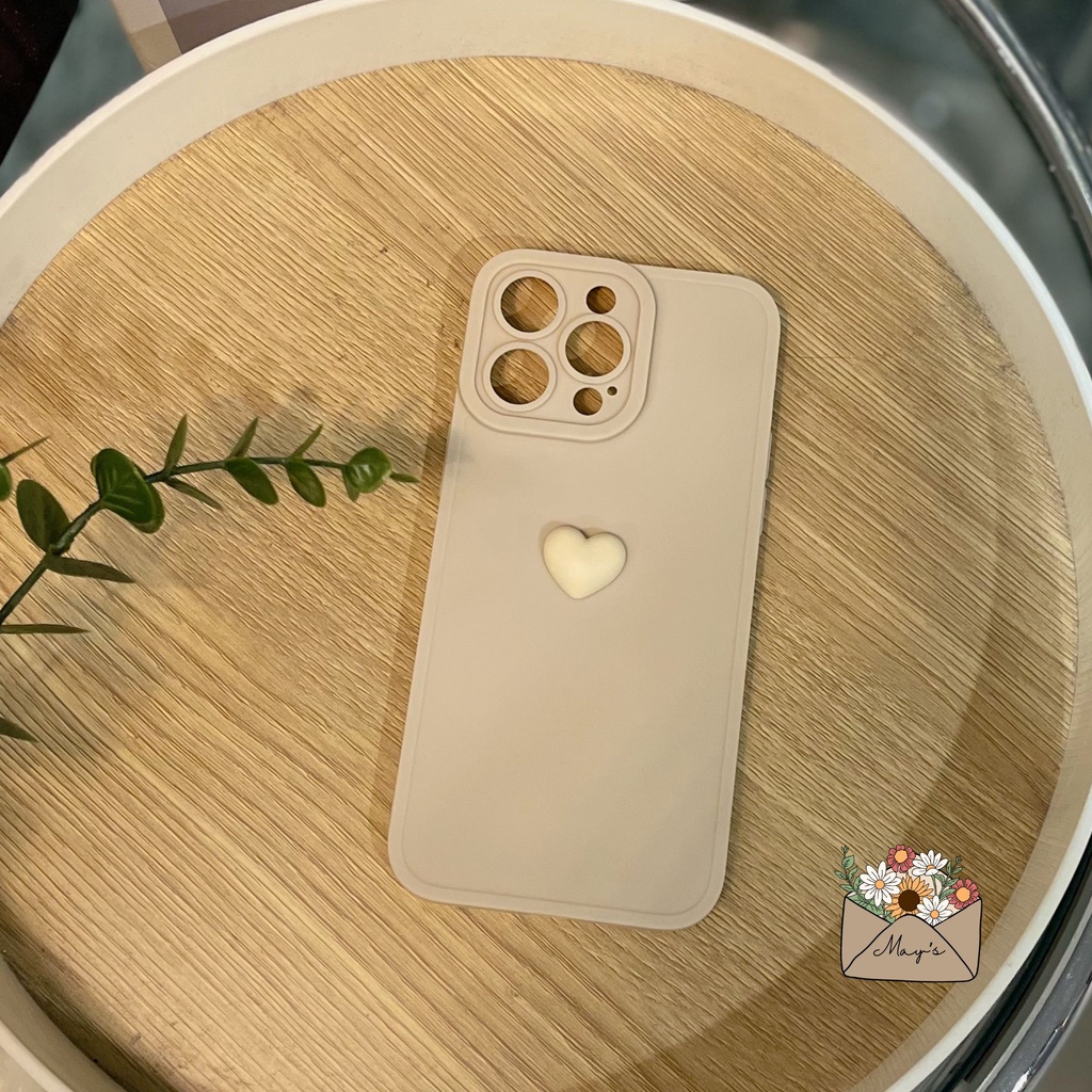 Ốp iPhone Silicon màu xanh matcha màu kem có kính bảo vệ camera hình trái tim cho iPhone 14, 13, 12, 14 Plus, Pro Max