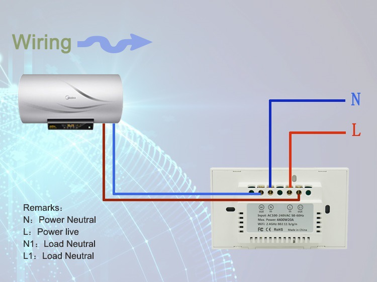 Công Tắc Wifi Bình Nóng Lạnh 20A Hẹn Giờ Tắt Tuya