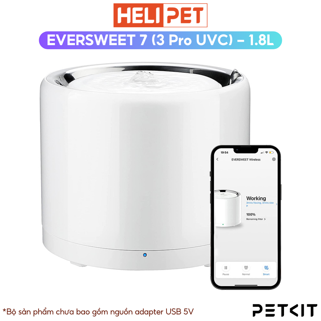 Đài Phun Nước, Máy Lọc Nước Cho Thú Cưng Petkit Eversweet 3 Pro UVC Thế Hệ Thứ 7 - HeLiPet