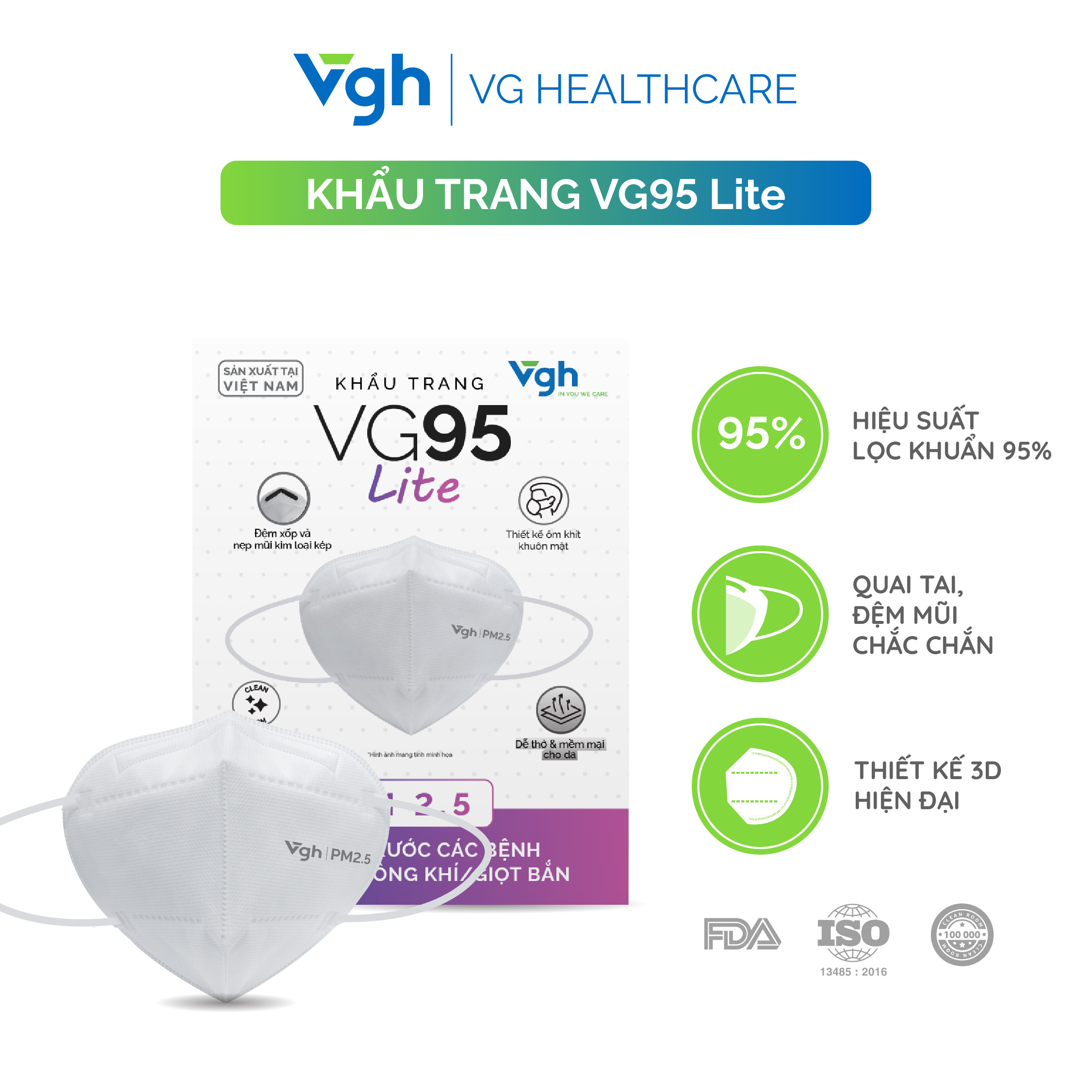 Khẩu trang VG95 Lite (Khẩu trang 3D KN95)