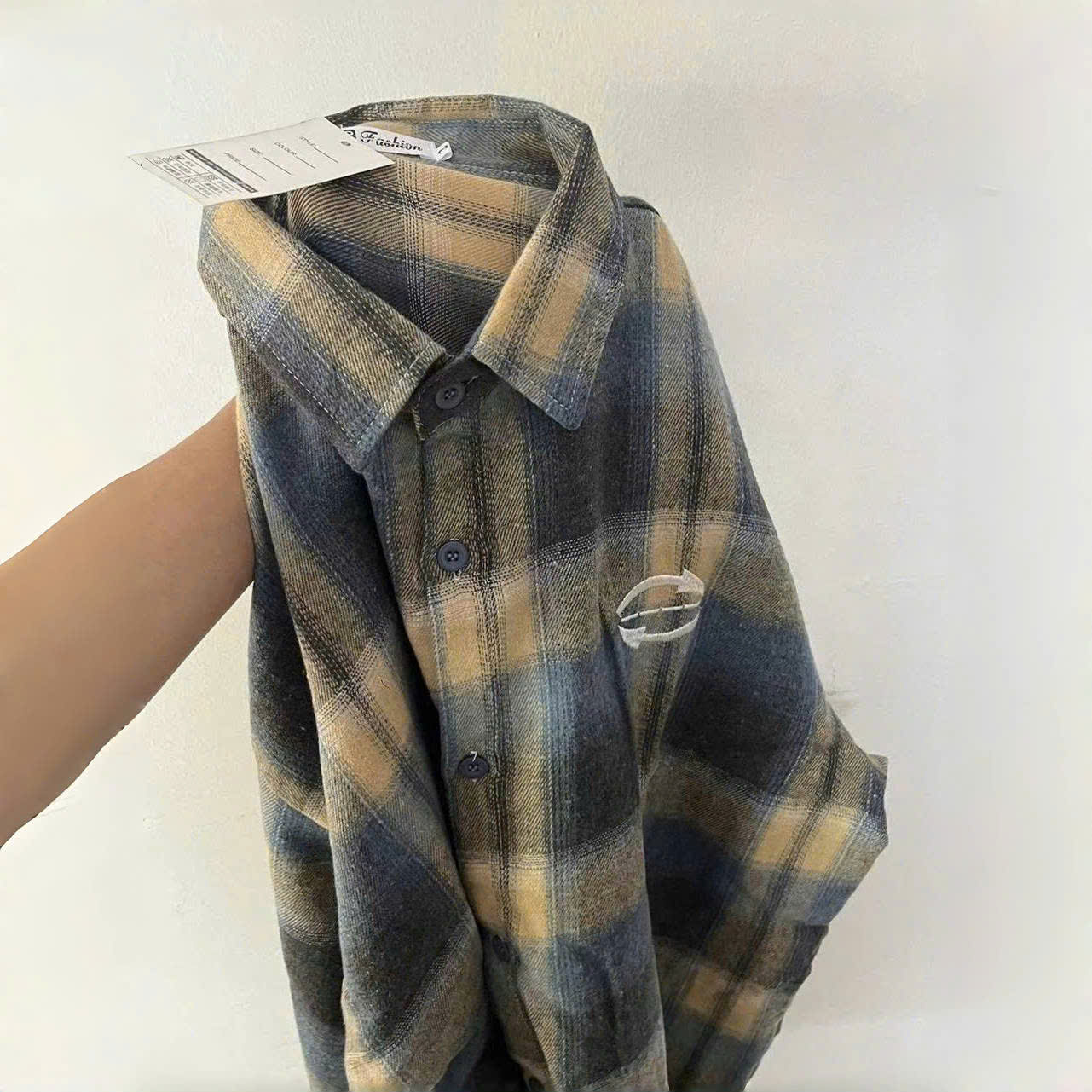 Áo sơ mi nam nữ form rộng 2N Unisex somi khoác ngoài sọc caro bạc số 20