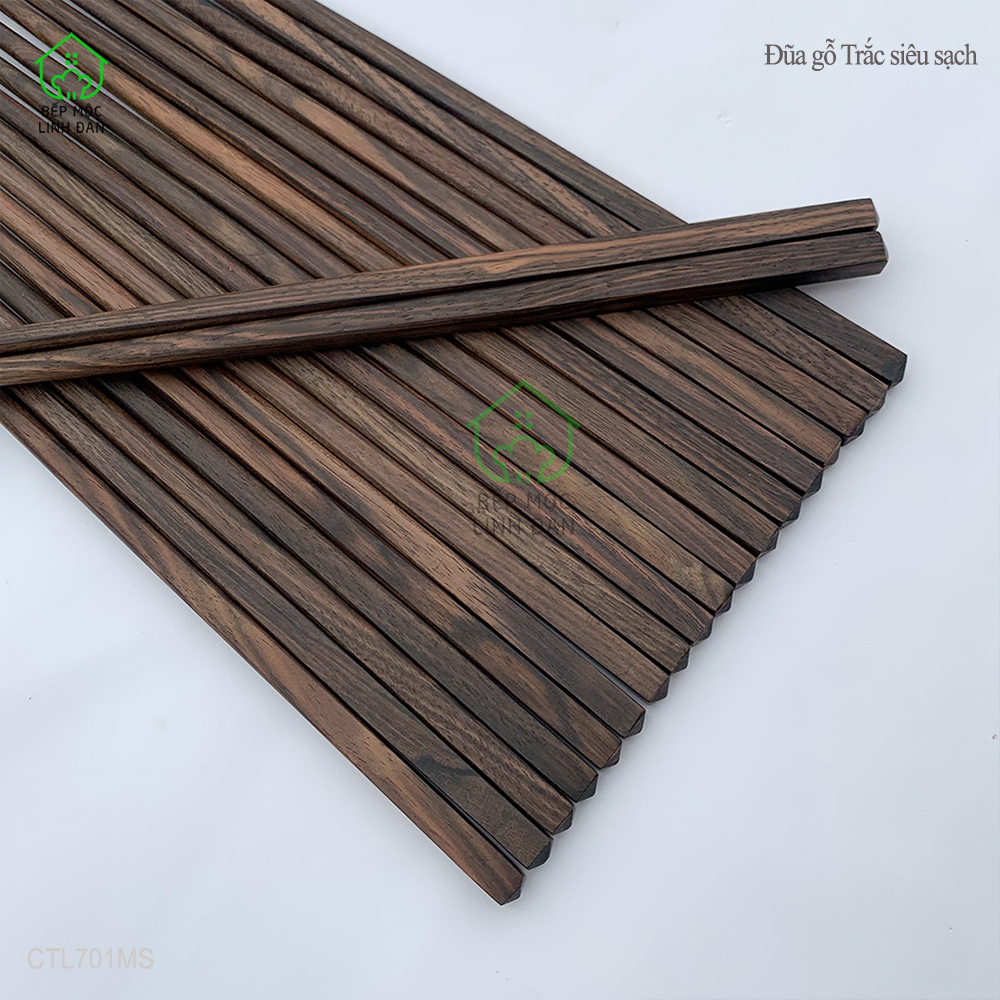 (5 Đôi) Đũa Gỗ Mun Sọc Tự Nhiên Để Mộc - Kháng Khuẩn Siêu Sạch [CTL701MS-5]