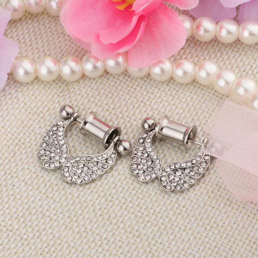 2 Pieces Stainless Steel Angel Wings Ear Plugs Tunnel Expander Gauges Bar