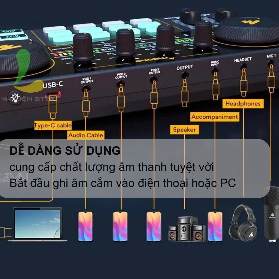 Maono AM200 Sound Card - Bàn Trộn Âm Thanh Cho Thu Âm, Livestreams, Podcast - Hàng chính hãng