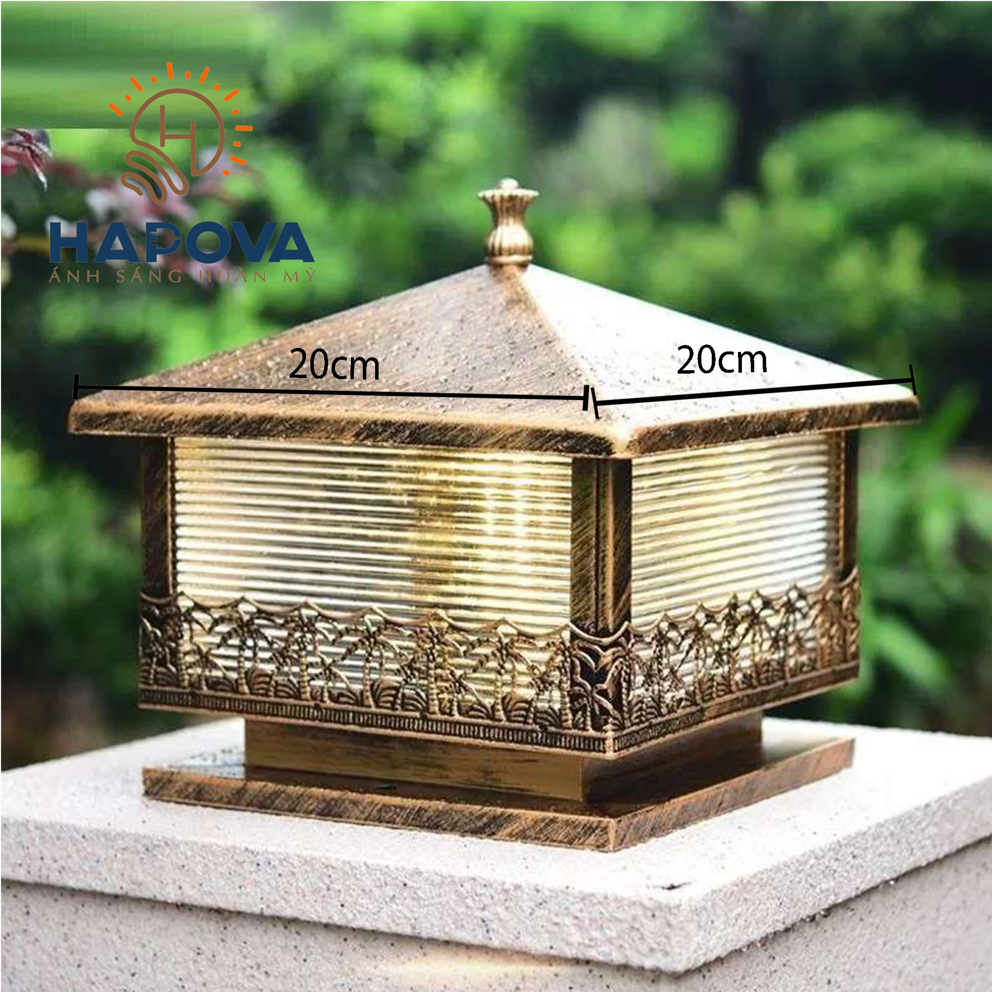 Đèn trụ cổng kích thước 200mm, 250mm HAPOVA RANASI 7005