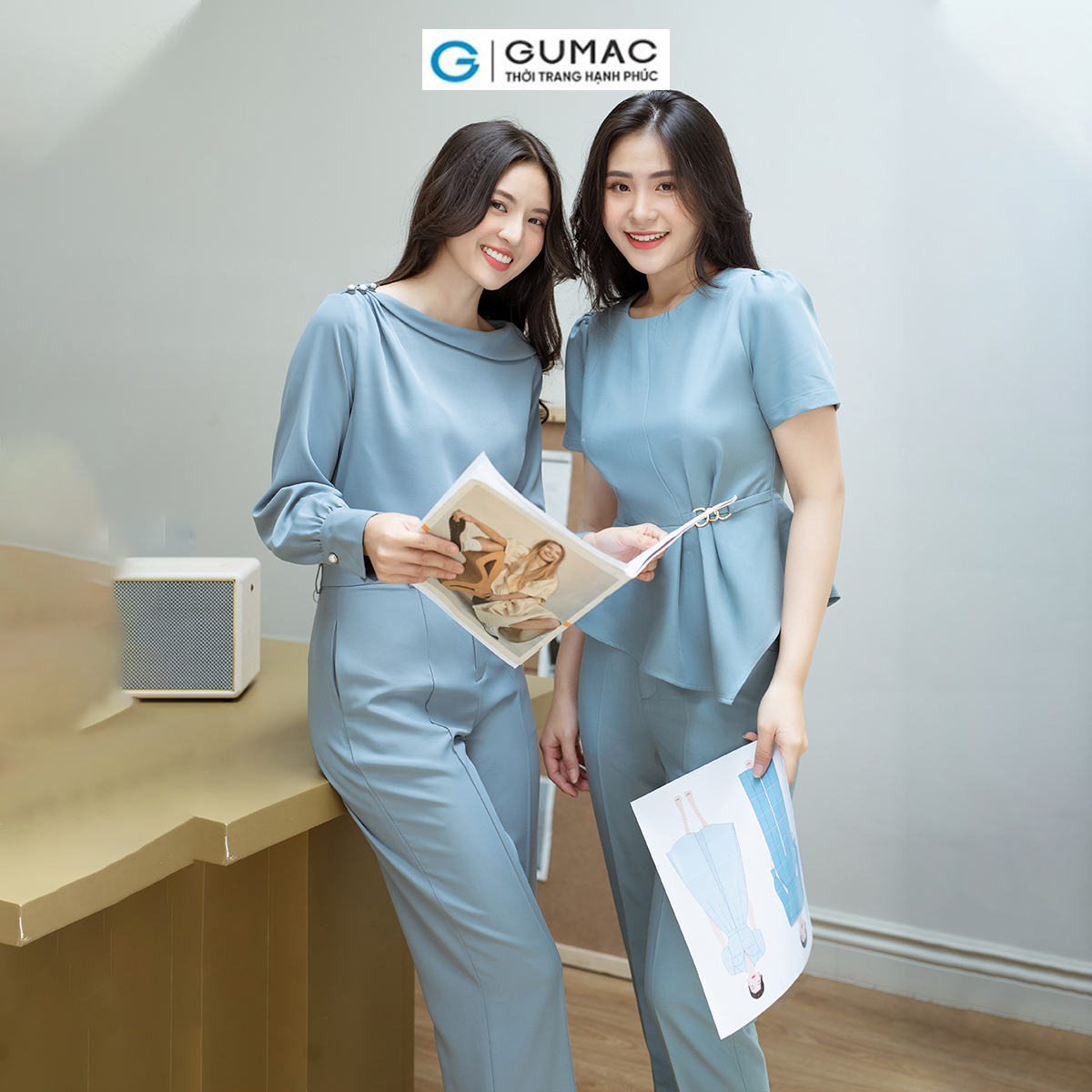 Áo kiểu khoét vai GUMAC AD08058