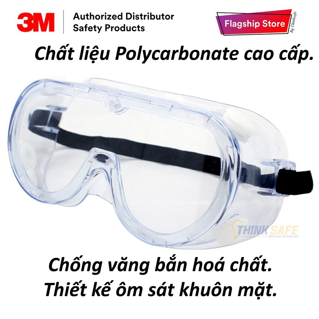 Kính chống hóa chất 3M 334 kính chống văng bắn hoá chất và bụi, chống tia UV, có lỗ thông khí, chống đọng sương