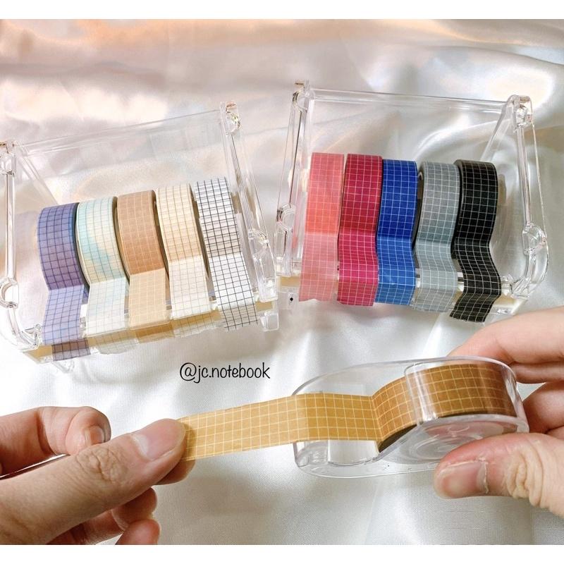 Cuộn Washi Tape Grid Màu - Băng Dính kẻ ô dài 10 mét