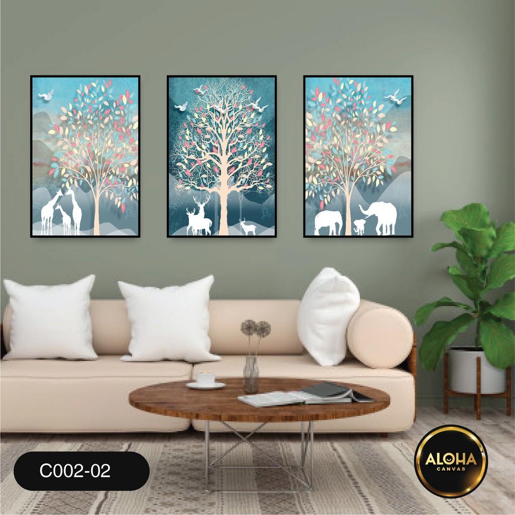 Bộ 3 Tranh Treo Tường Canvas Tranh Phòng Khách In 3D Kích Thước 40x60cm Siêu Bền Siêu Đẹp