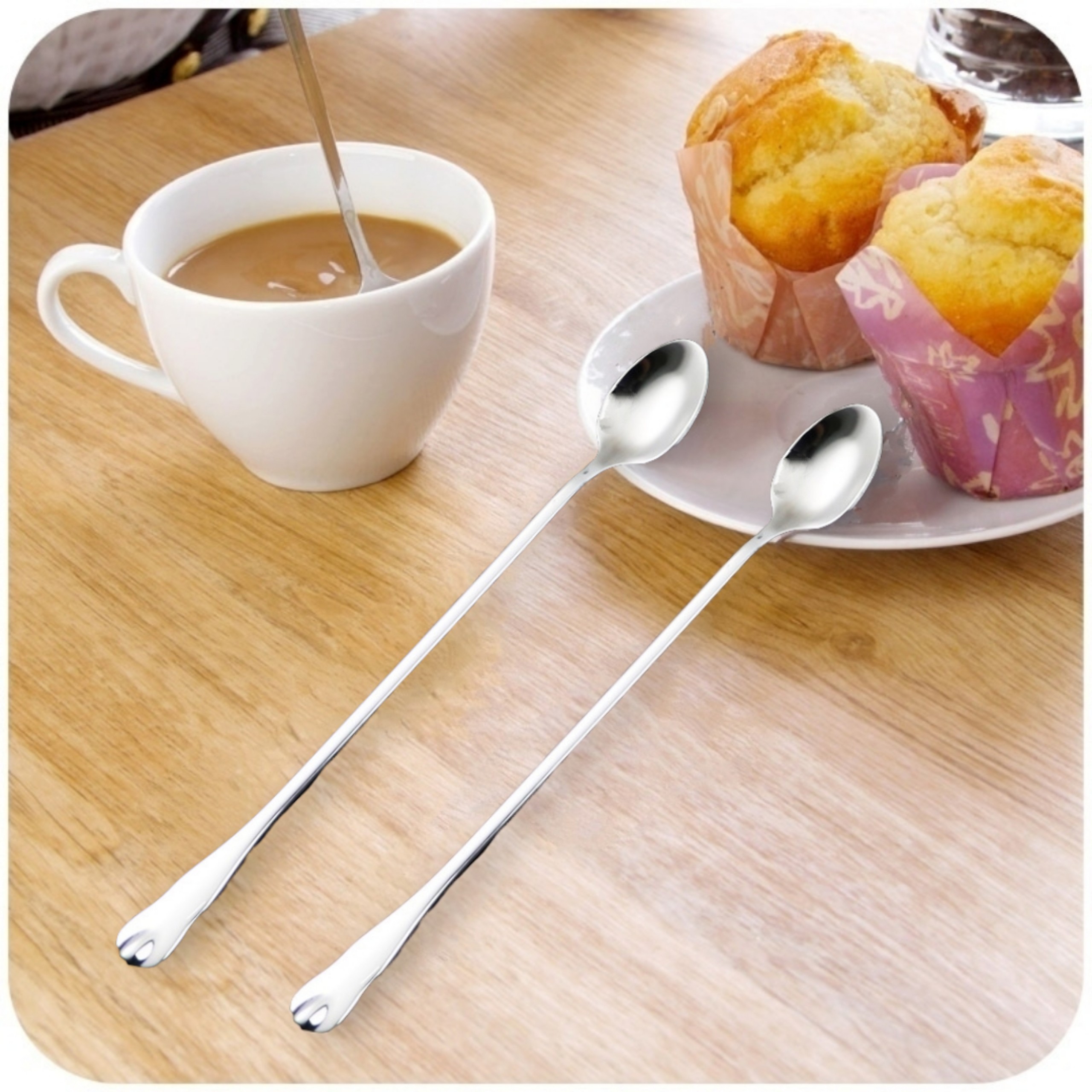 Bộ 6 muỗng thìa cafe Hàn Quốc, cán dài, inox 20cm cao cấp GLHQ6