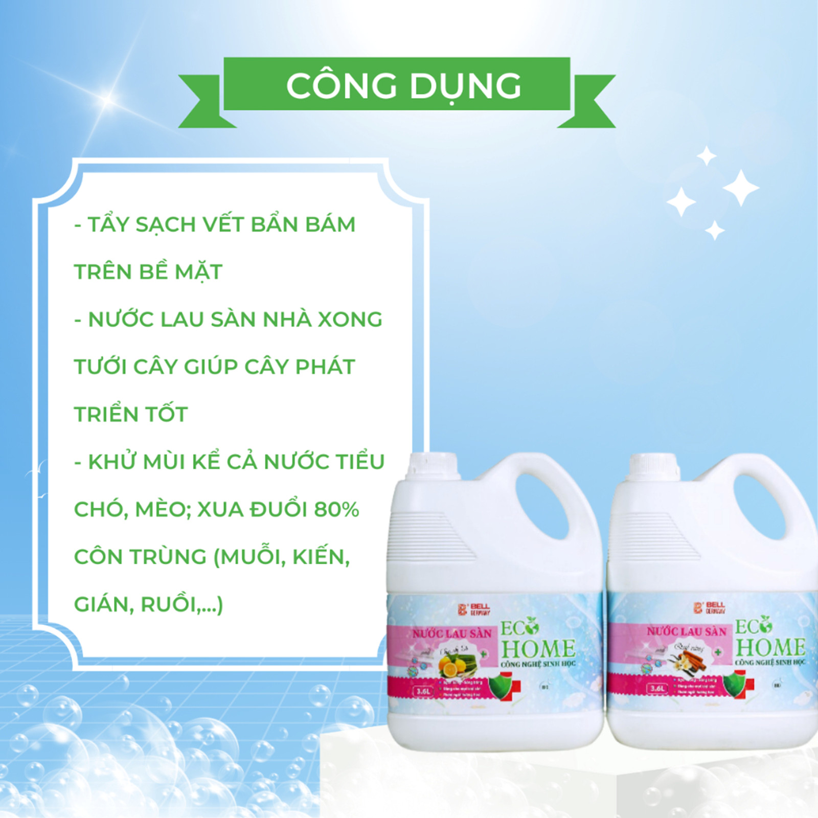 Nước Lau sàn Công Nghệ Sinh Học ECOHOME Kim Ngân Store Giúp Làm Sạch Bụi Bẩn, Vết Ố Trên Sàn Nhà Một Cách Sáng Bóng