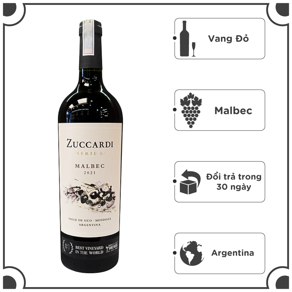Rượu Vang Đỏ Zuccardi Serie A Malbec 750ml 14.5% - Argentina - Hàng Chính Hãng