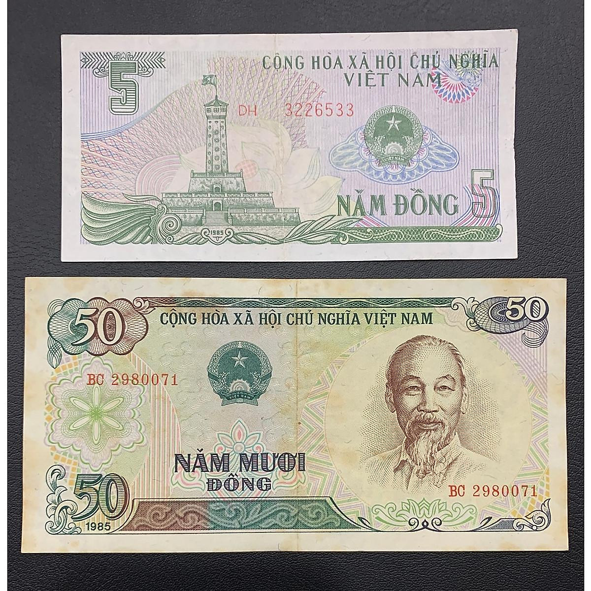 Tiền 5 - 50 đồng năm 1985 thời bao cấp sưu tầm