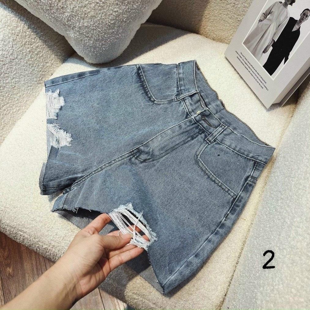 Quần đùi nữ rách tua Hot trend 2 màu - Quần short jeans đi biển nữ Ulzzang rách kiểu quảng châu lưng cao